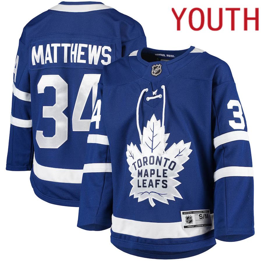 Youth Toronto Maple Leafs #34 Auston Matthews Blue Home Premier Player NHL Jersey->youth nhl jersey->Youth Jersey